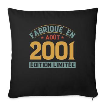 Fabriqué En Août 2001 Édition Limitée - Housse de coussin décorative 45 x 45 cm - noir - Devant