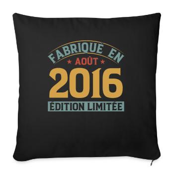 Fabriqué En Août 2016 Édition Limitée - Housse de coussin décorative 45 x 45 cm - noir - Devant