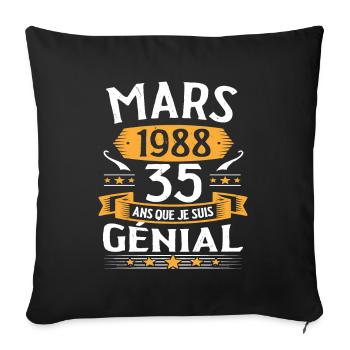 Mars 1988 35 Ans Que Je Suis Génial Anniversaire - Housse de coussin décorative 45 x 45 cm - noir - Devant