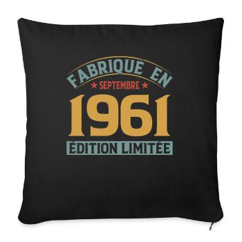 Fabriqué En Septembre 1961 Édition Limitée - Housse de coussin décorative 45 x 45 cm - noir - Devant