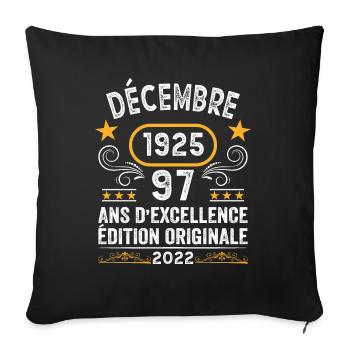 Anniversaire Vintage Idée Cadeau Décembre 1925 97 - Housse de coussin décorative 45 x 45 cm - noir - Devant