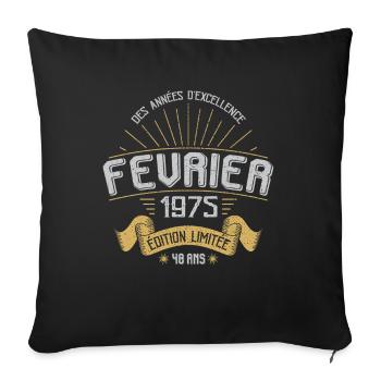 Des Années D'excellence Février 1975 48 Ans - Housse de coussin décorative 45 x 45 cm - noir - Devant