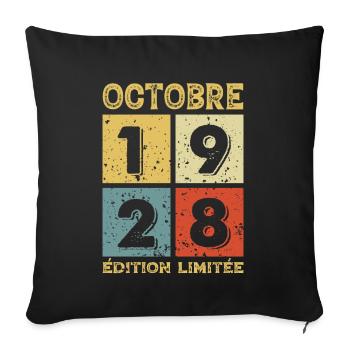 Anniversaire Vintage Idée Cadeau Octobre 1928 - Housse de coussin décorative 45 x 45 cm - noir - Devant