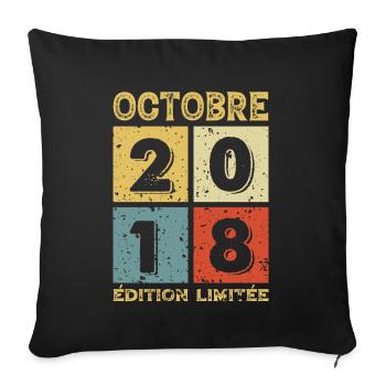Anniversaire Vintage Idée Cadeau Octobre 2018 - Housse de coussin décorative 45 x 45 cm - noir - Devant