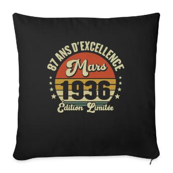 87 Ans D'excellence Mars 1936 Édition Limitée - Housse de coussin décorative 45 x 45 cm - noir - Devant
