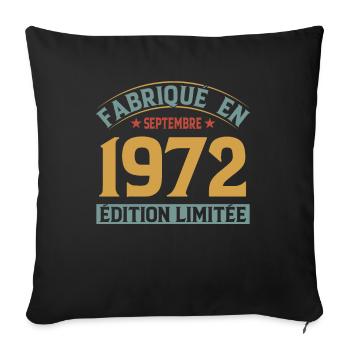 Fabriqué En Septembre 1972 Édition Limitée - Housse de coussin décorative 45 x 45 cm - noir - Devant