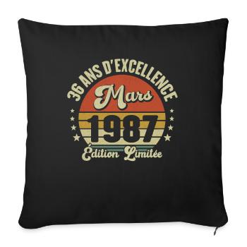 36 Ans D'excellence Mars 1987 Édition Limitée - Housse de coussin décorative 45 x 45 cm - noir - Devant