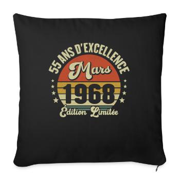 55 Ans D'excellence Mars 1968 Édition Limitée - Housse de coussin décorative 45 x 45 cm - noir - Devant