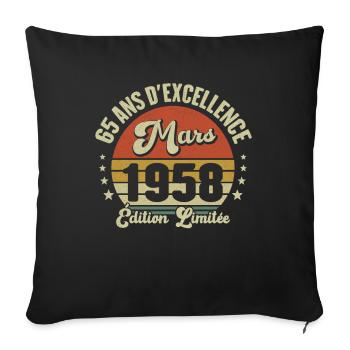 65 Ans D'excellence Mars 1958 Édition Limitée - Housse de coussin décorative 45 x 45 cm - noir - Devant