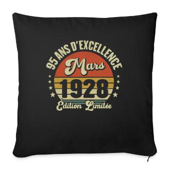 95 Ans D'excellence Mars 1928 Édition Limitée - Housse de coussin décorative 45 x 45 cm - noir - Devant