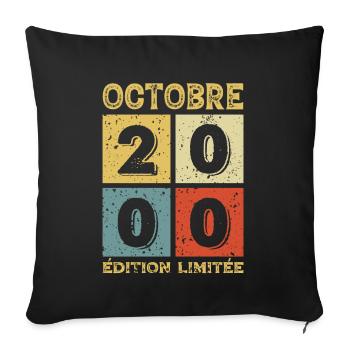 Anniversaire Vintage Idée Cadeau Octobre 2000 - Housse de coussin décorative 45 x 45 cm - noir - Devant
