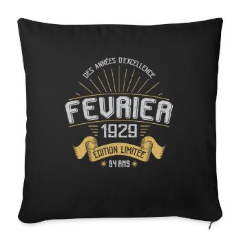 Des Années D'excellence Février 1929 94 Ans - Housse de coussin décorative 45 x 45 cm - noir - Devant