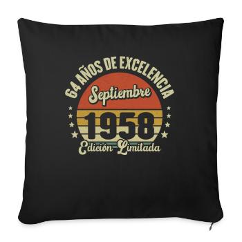 64 Ans D'excellence Septembre 1958 Édition Limitée - Housse de coussin décorative 45 x 45 cm - noir - Devant