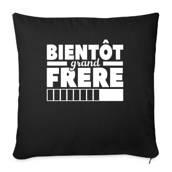 Bientôt Grand-frère - Housse de coussin décorative 45 x 45 cm - noir - Devant
