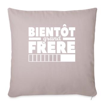 Bientôt Grand-frère - Housse de coussin décorative 45 x 45 cm - taupe clair - Devant