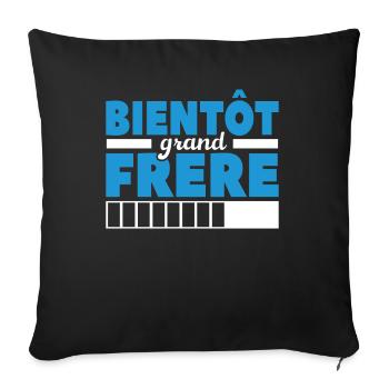 Bientôt Grand-frère - Housse de coussin décorative 45 x 45 cm - noir - Devant