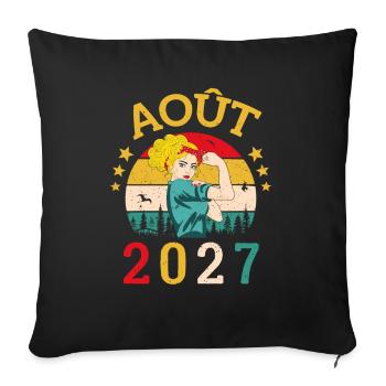 Août 2027 Anniversaire Vintage Happy Birthday - Housse de coussin décorative 45 x 45 cm - noir - Devant