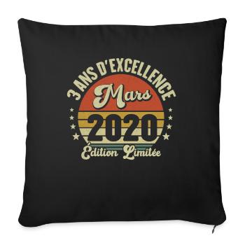 3 Ans D'excellence Mars 2020 Édition Limitée - Housse de coussin décorative 45 x 45 cm - noir - Devant
