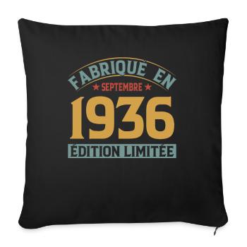 Fabriqué En Septembre 1936 Édition Limitée - Housse de coussin décorative 45 x 45 cm - noir - Devant