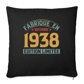 Fabriqué En Septembre 1938 Édition Limitée - Housse de coussin décorative 45 x 45 cm - noir - Devant
