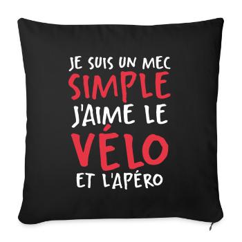 J'aime Le Vélo Et L'apéro - Housse de coussin décorative 45 x 45 cm - noir - Devant