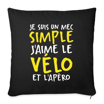 J'aime Le Vélo Et L'apéro - Housse de coussin décorative 45 x 45 cm - noir - Devant