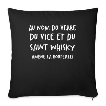 Au Nom Du Verre Du Vice Et Du Saint Whisky - Housse de coussin décorative 45 x 45 cm - noir - Devant