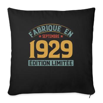 Fabriqué En Septembre 1929 Édition Limitée - Housse de coussin décorative 45 x 45 cm - noir - Devant