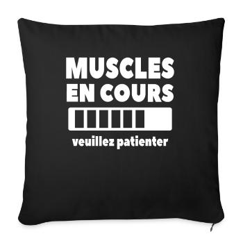 Muscles En Cours Veuillez Patienter - Housse de coussin décorative 45 x 45 cm - noir - Devant
