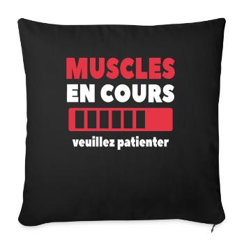Muscles En Cours Veuillez Patienter - Housse de coussin décorative 45 x 45 cm - noir - Devant