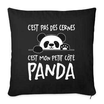 C'est Pas Des Cernes Citation Idée Cadeau Panda - Housse de coussin décorative 45 x 45 cm - noir - Devant