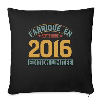 Fabriqué En Septembre 2016 Édition Limitée - Housse de coussin décorative 45 x 45 cm - noir - Devant