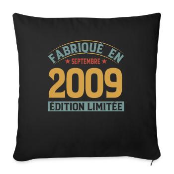 Fabriqué En Septembre 2009 Édition Limitée - Housse de coussin décorative 45 x 45 cm - noir - Devant