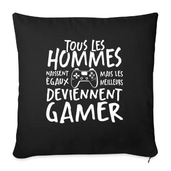 Les Meilleurs Hommes Deviennent Gamer - Housse de coussin décorative 45 x 45 cm - noir - Devant