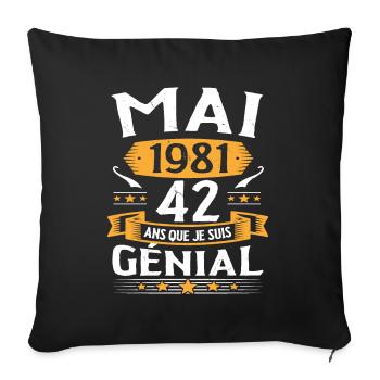 Mai 1981 42 Ans Que Je Suis Génial Anniversaire - Housse de coussin décorative 45 x 45 cm - noir - Devant