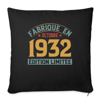 Fabriqué En Octobre 1932 Édition Limitée - Housse de coussin décorative 45 x 45 cm - noir - Devant