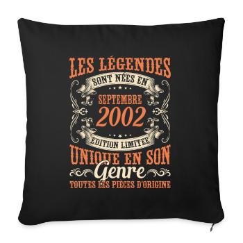 Anniversaire Vintage Idée Cadeau Septembre 2002 - Housse de coussin décorative 45 x 45 cm - noir - Devant
