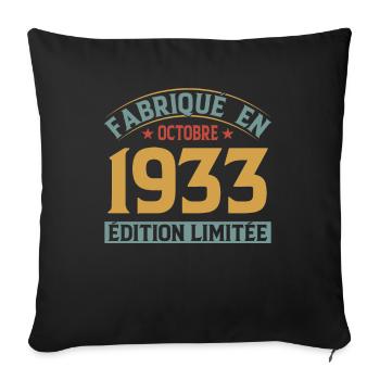 Fabriqué En Octobre 1933 Édition Limitée - Housse de coussin décorative 45 x 45 cm - noir - Devant