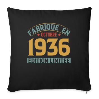 Fabriqué En Octobre 1936 Édition Limitée - Housse de coussin décorative 45 x 45 cm - noir - Devant