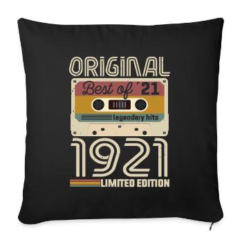 Vintage Geburtstag Original Geschenkidee 1921 - Sofakissenbezug 45 x 45 cm - Schwarz - Vorne