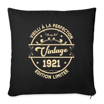 Vintage 1921 Idée Cadeau D Anniversaire Rétro 1921 - Housse de coussin décorative 45 x 45 cm - noir - Devant