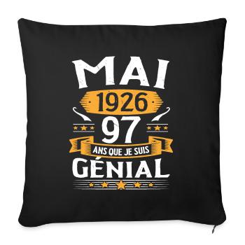 Mai 1926 97 Ans Que Je Suis Génial Anniversaire - Housse de coussin décorative 45 x 45 cm - noir - Devant
