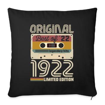 Vintage Geburtstag Original Geschenkidee 1922 - Sofakissenbezug 45 x 45 cm - Schwarz - Vorne