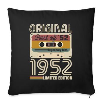 Vintage Geburtstag Original Geschenkidee 1952 - Sofakissenbezug 45 x 45 cm - Schwarz - Vorne