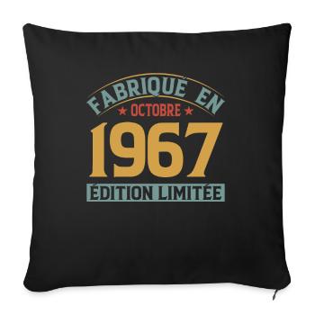 Fabriqué En Octobre 1967 Édition Limitée - Housse de coussin décorative 45 x 45 cm - noir - Devant