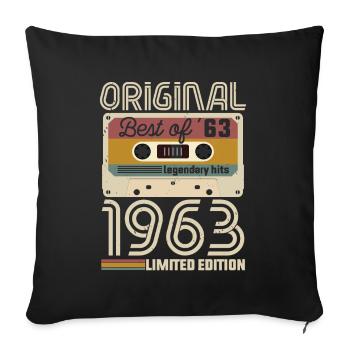 Vintage Geburtstag Original Geschenkidee 1963 - Sofakissenbezug 45 x 45 cm - Schwarz - Vorne