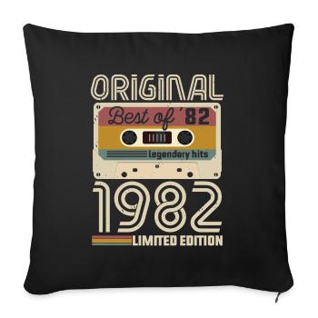 Vintage Geburtstag Original Geschenkidee 1982 - Sofakissenbezug 45 x 45 cm - Schwarz - Vorne
