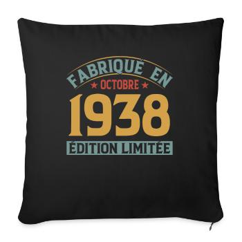 Fabriqué En Octobre 1938 Édition Limitée - Housse de coussin décorative 45 x 45 cm - noir - Devant