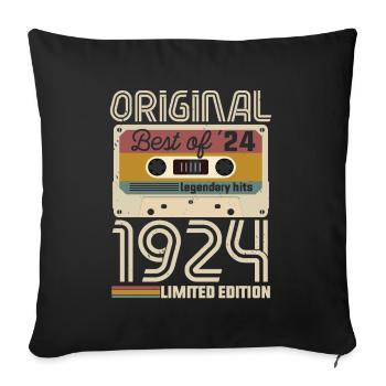 Vintage Birthday Original Gift Idea 1924 - Sofa pillowcase 17,3'' x 17,3'' (45 x 45 cm) - black - Front