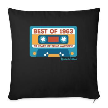 1963 Vintage Vintage Retro Cadeau d’anniversaire - Housse de coussin décorative 45 x 45 cm - noir - Devant